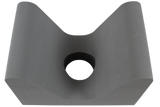 Ultrafoam (closed-cell foam) head holder designed for children which can hold the patient’s head in several positions to allow for multiple scans to be done with the same positioning aid.