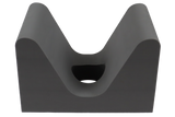 Ultrafoam (closed-cell foam) head holder designed for children which can hold the patient’s head in several positions to allow for multiple scans to be done with the same positioning aid.