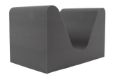 Ultrafoam (closed-cell foam) head holder designed for children which can hold the patient’s head in several positions to allow for multiple scans to be done with the same positioning aid.