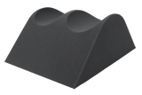 Open-cell foam positioner which provides leg and knee support while maintaining hip flexion.