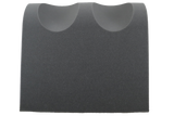 Open-cell foam positioner which provides leg and knee support while maintaining hip flexion.