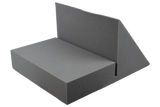 Open-cell foam positioning aid which supports a patient's spine for lateral and decubitus views