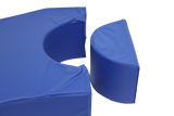 Open-cell foam wedge with a cutout designed to improves transducer access into the vaginal canal making ultrasounds easier