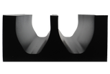 ScanCoat-coated foam positioning aid that positions and immobilizes lower extremities during venogram or arteriogram exams.