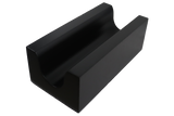ScanCoat-coated foam positioning aid with a contoured cavity to keep a patient’s leg in place. Used with a cast to improve comfort.