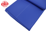 Open cell foam table pad with blue heavy-duty vinyl cover.