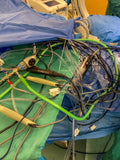 A tangled mess of various surgical cords.