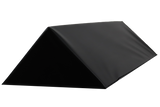  45° black vinyl-coated open-cell foam wedge designed for general spine positioning.