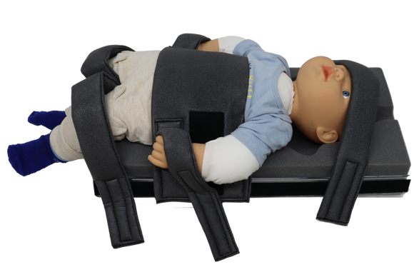 The Hugger is a standalone unit consisting of an acrylic base and a foam insert that accommodates children up to 3 months old